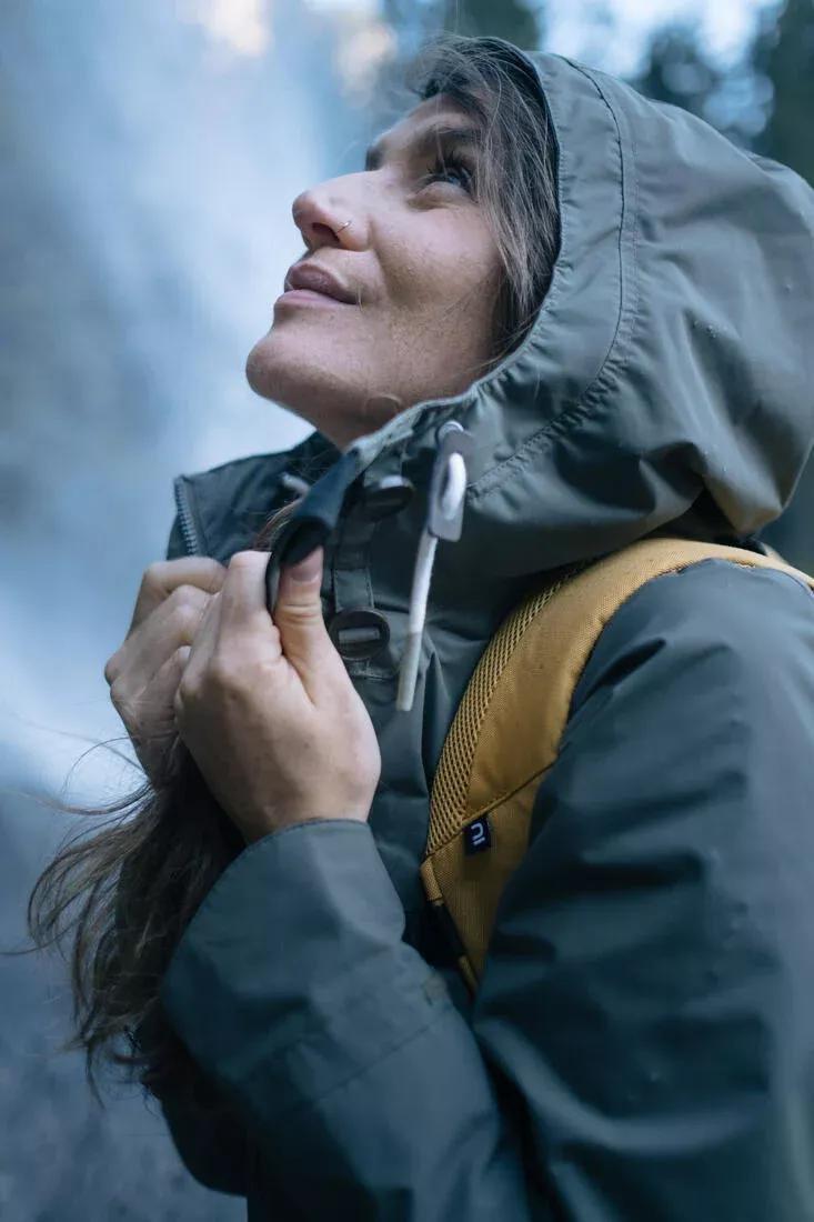 Women Waterproof Hiking Jacket - Nh550, Khaki, , large image number 6
