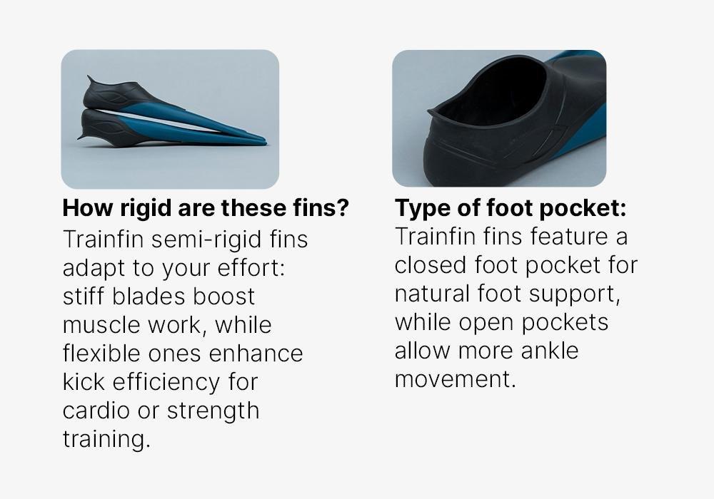 Womens Trainfins Long Swim Fins, Blue, , large image number 2