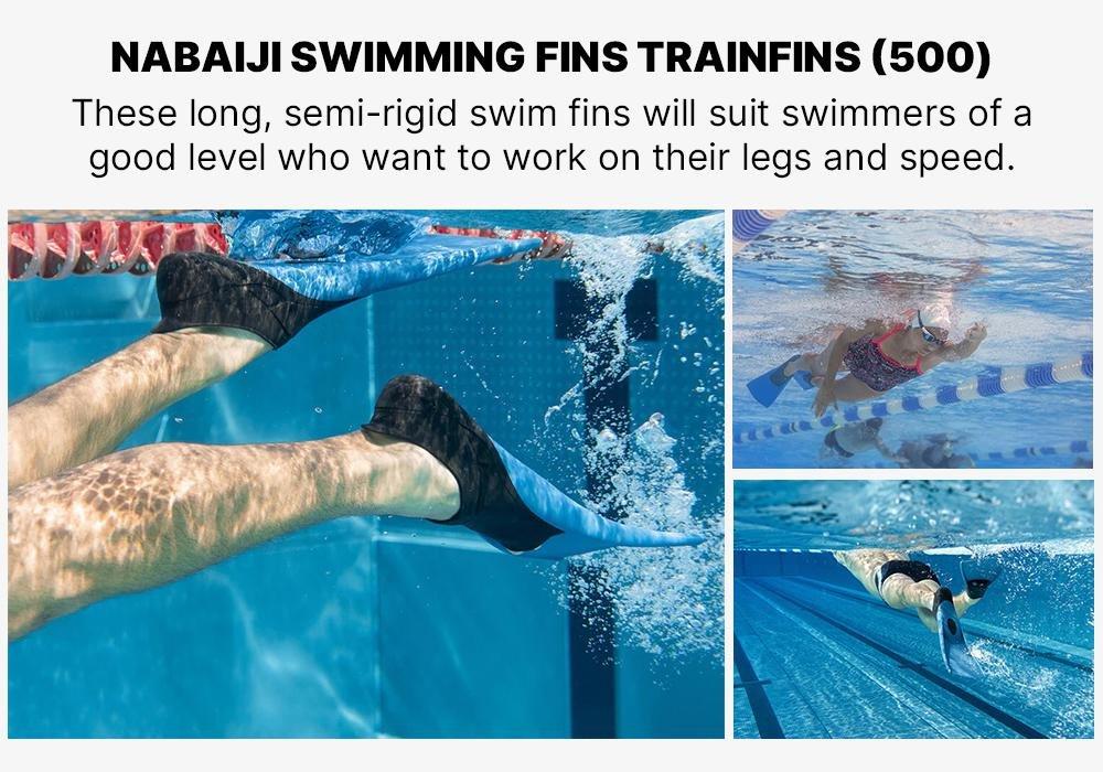 Womens Trainfins Long Swim Fins, Blue, No Color, medium