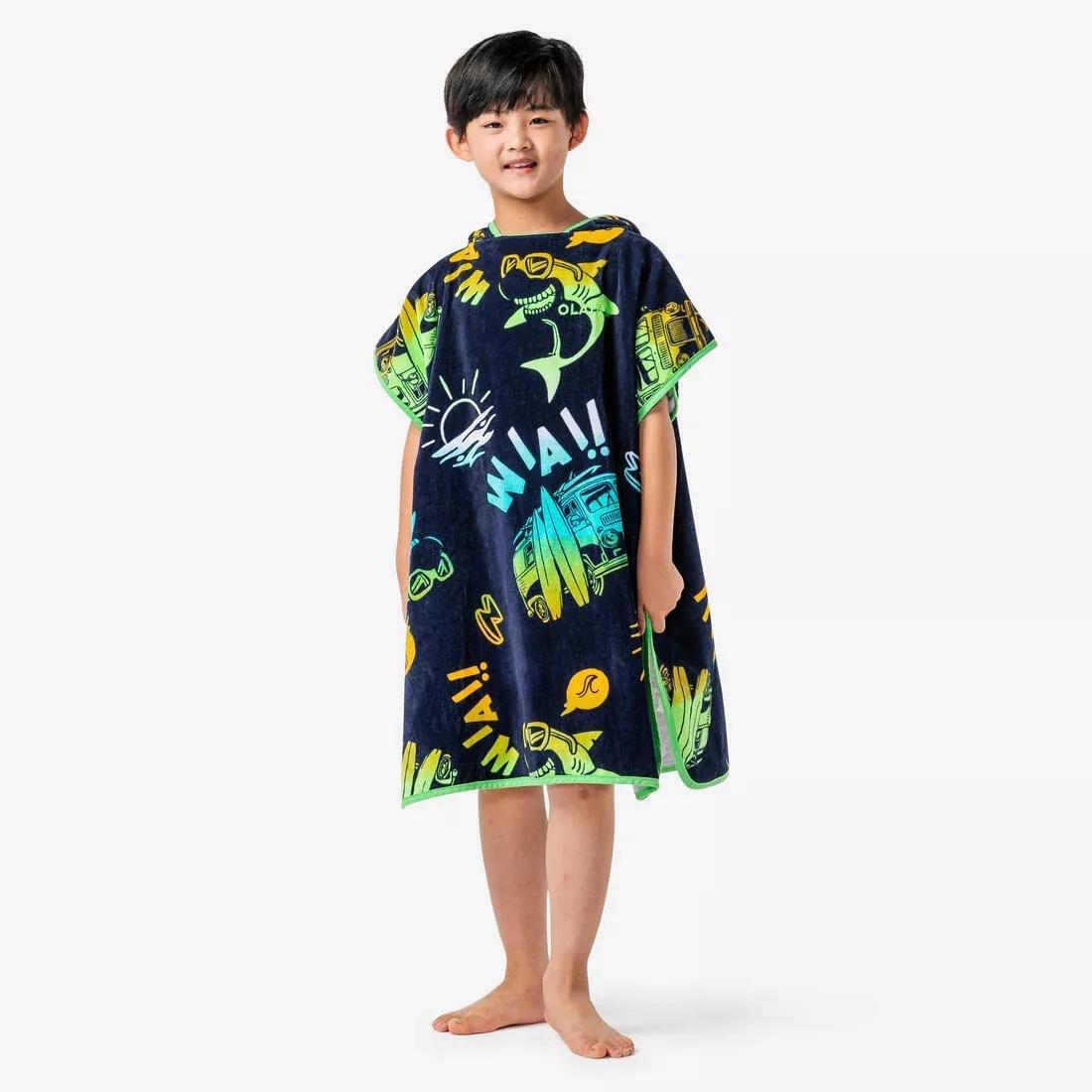 Unisex Kids Surf Poncho - 500 (110 To 135 Cm), Blue, No Color, large image number 1