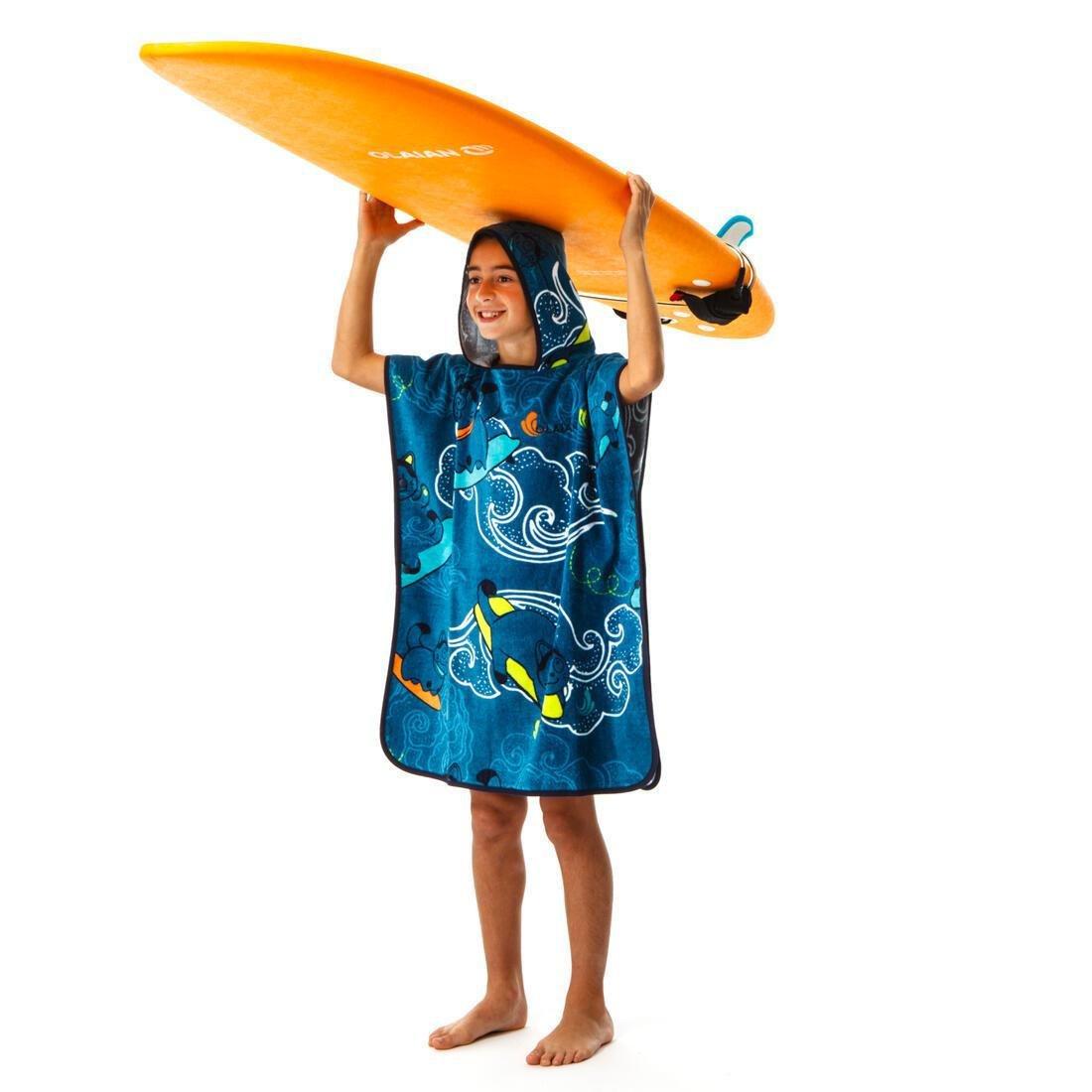 Unisex Kids Surf Poncho - 500 (110 To 135 Cm), Blue, No Color, large image number 2