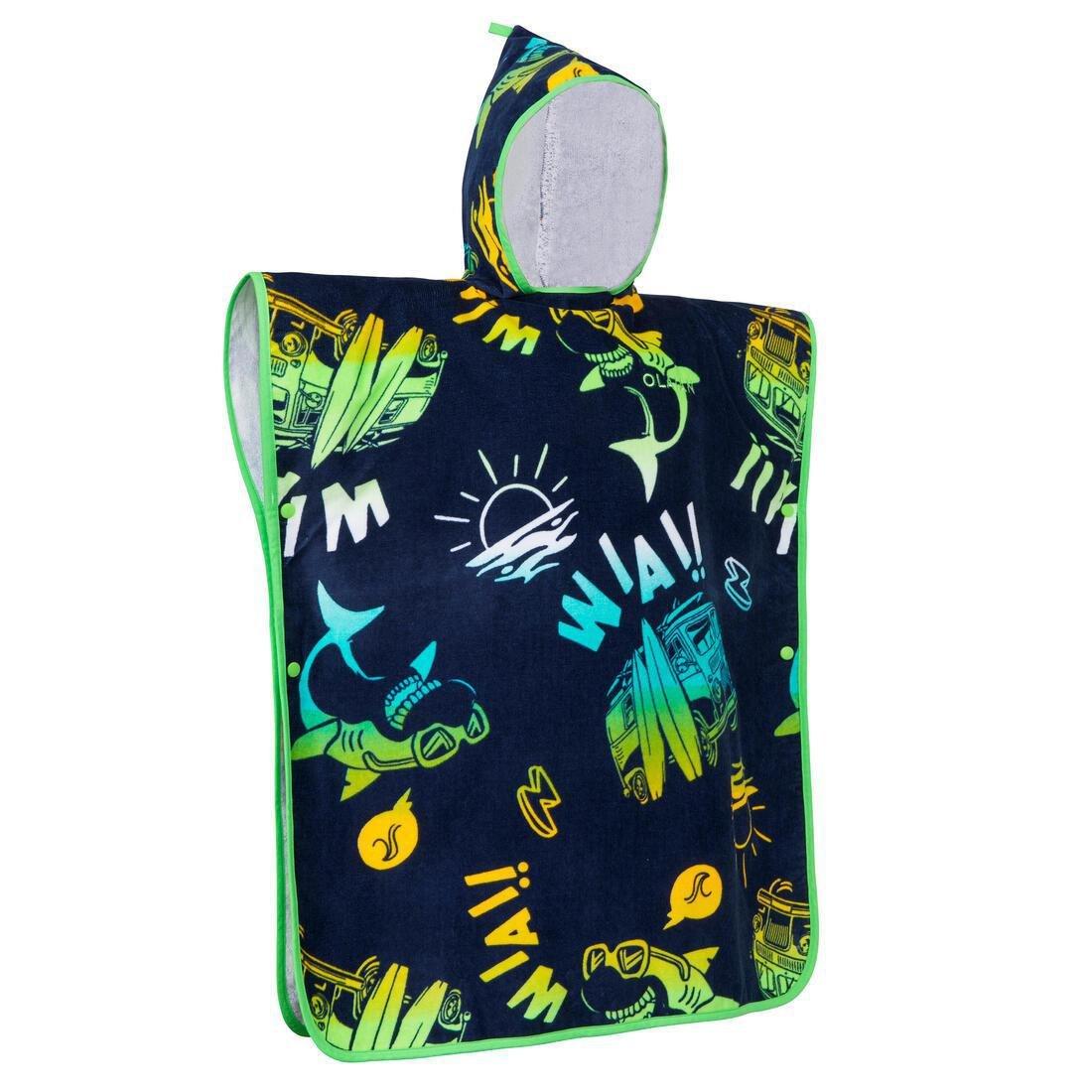 Unisex Kids Surf Poncho - 500 (110 To 135 Cm), Blue, No Color, large image number 4