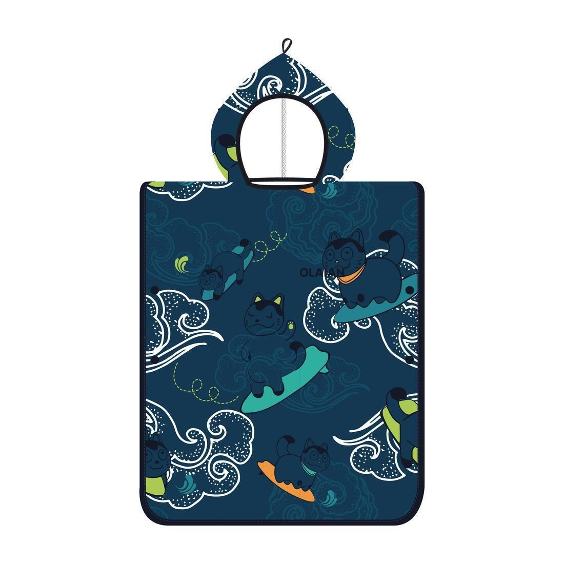 Unisex Kids Surf Poncho - 500 (110 To 135 Cm), Blue, No Color, large image number 5
