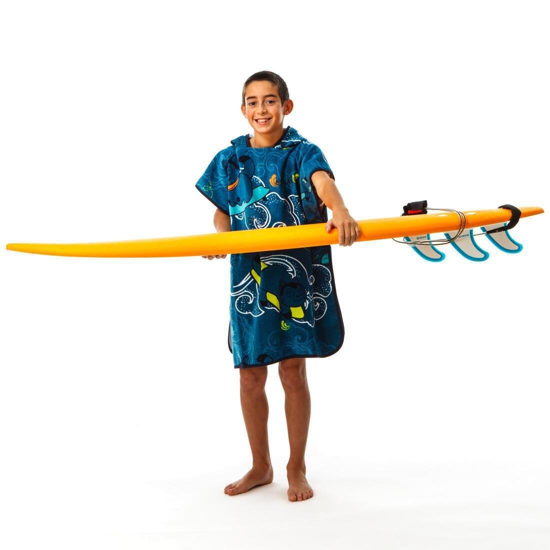 Unisex Kids Surf Poncho - 500 (110 To 135 Cm), Blue, No Color, large image number 8