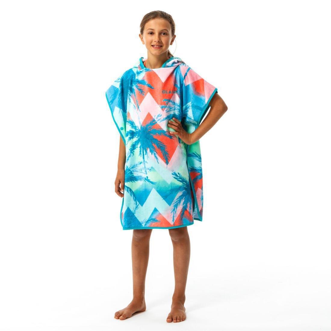 Unisex Kids Surf Poncho - 500 (110 To 135 Cm), Blue, No Color, large image number 14