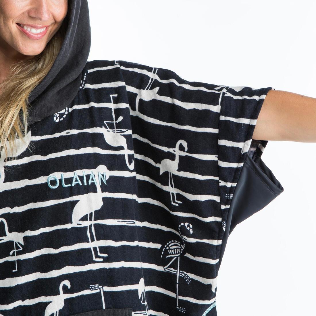 Unisex Printed Surf Poncho - 500, Black, No Color, large image number 2