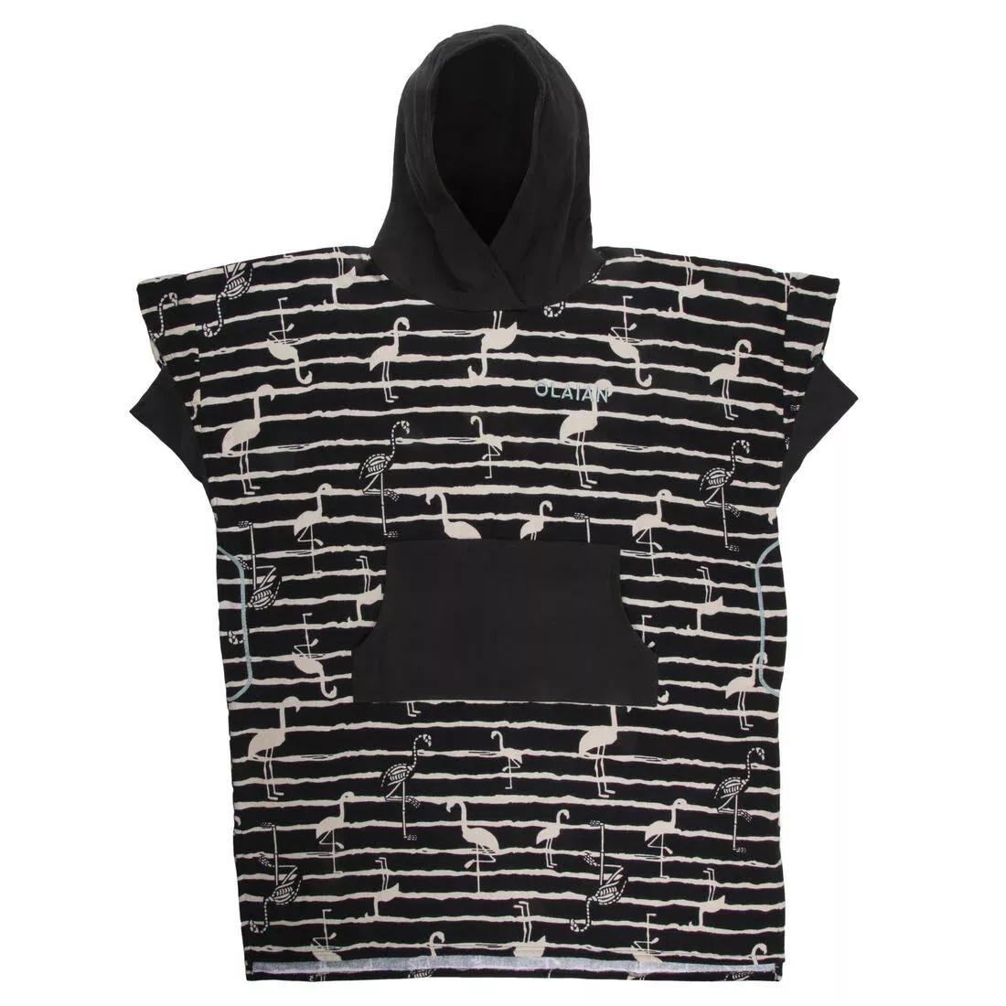 Unisex Printed Surf Poncho - 500, Black, No Color, large image number 5