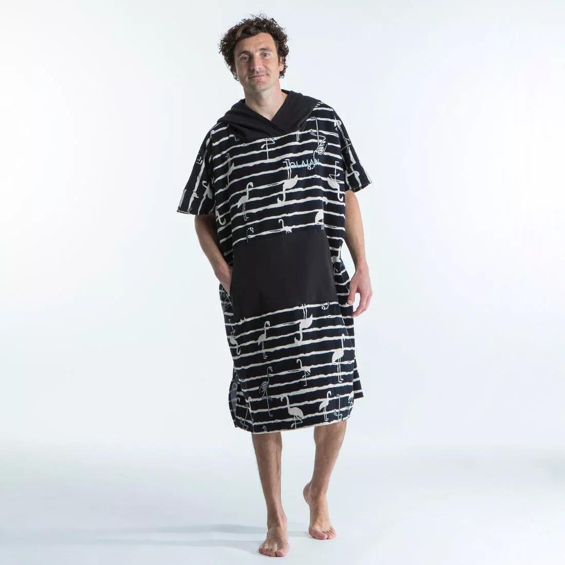Unisex Printed Surf Poncho - 500, Black, No Color, large image number 9
