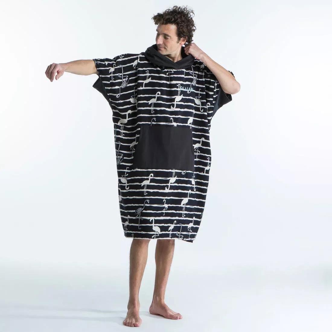 Unisex Printed Surf Poncho - 500, Black, No Color, large image number 11