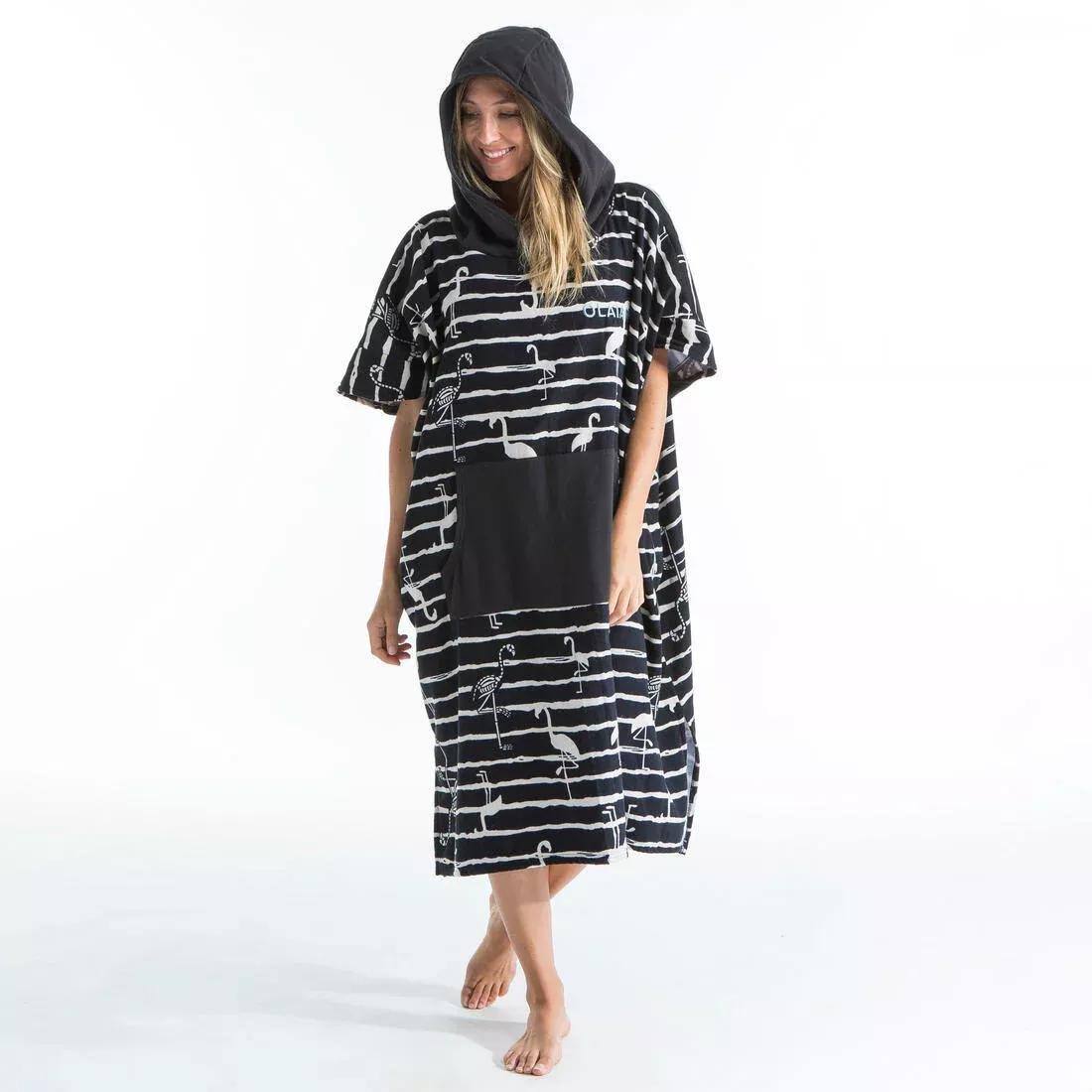 Unisex Printed Surf Poncho - 500, Black, No Color, large image number 14