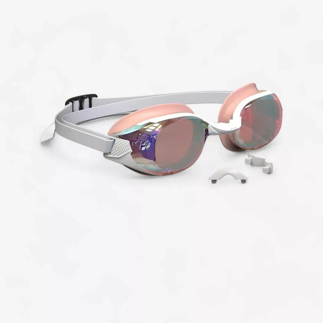 Women Swimming Goggles - Bfit Mirrored Lenses - One Size, White, , medium