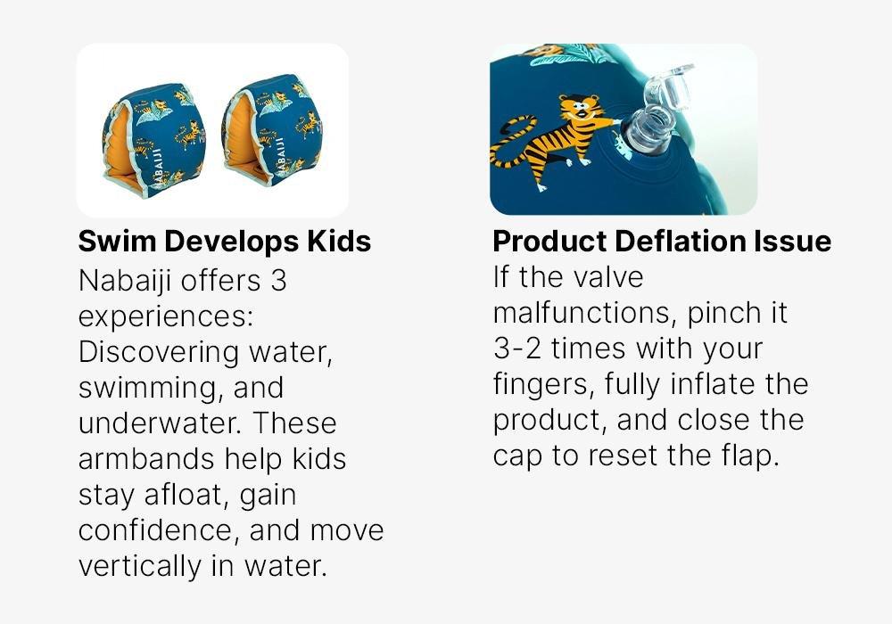 Kids unisex Swimming Armbands With Fabric Interior For 15-30 Kg, Blue, No Color, medium