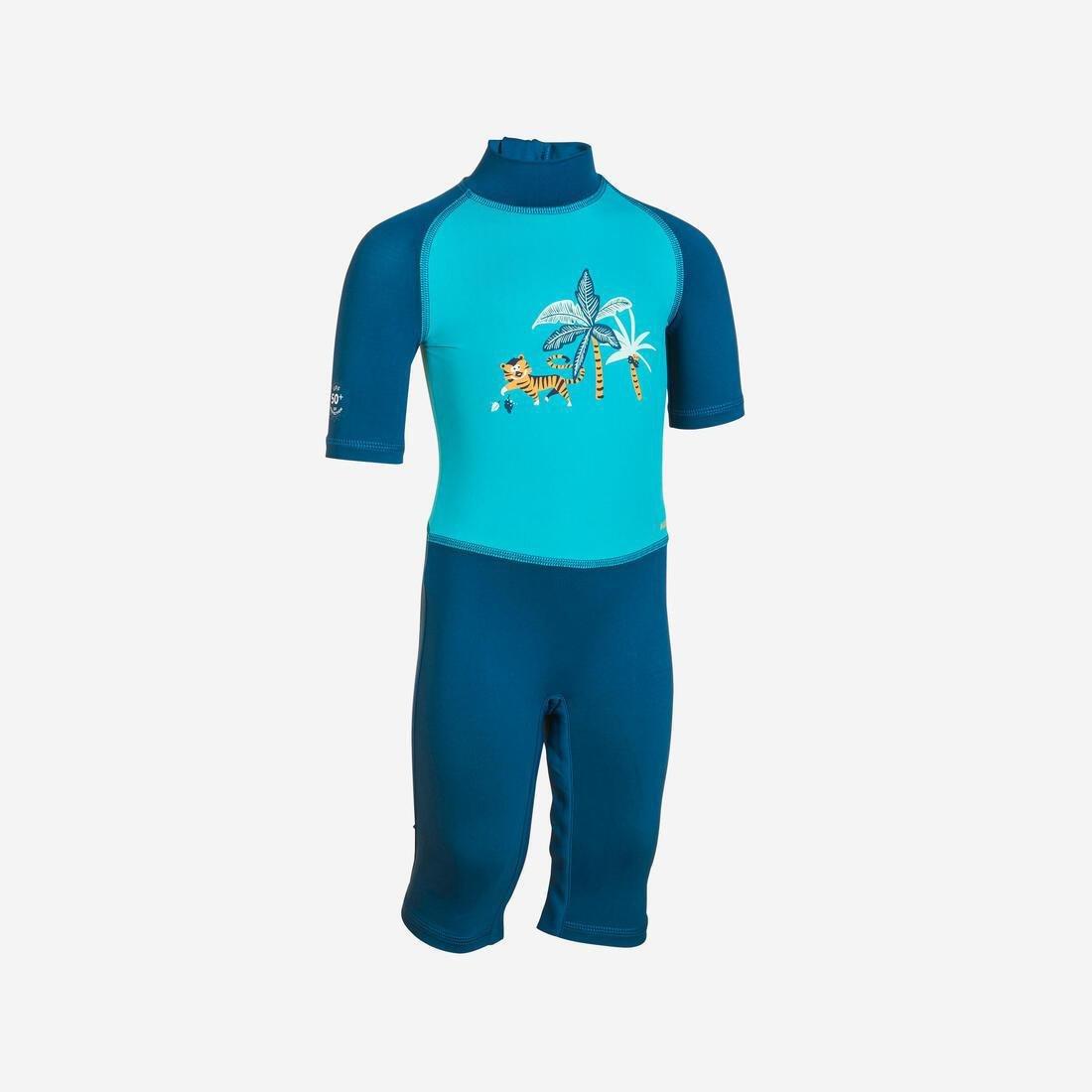 Kids Boys Swimming Short Sleeve Uv-Protection Suit, Blue, , large image number 1