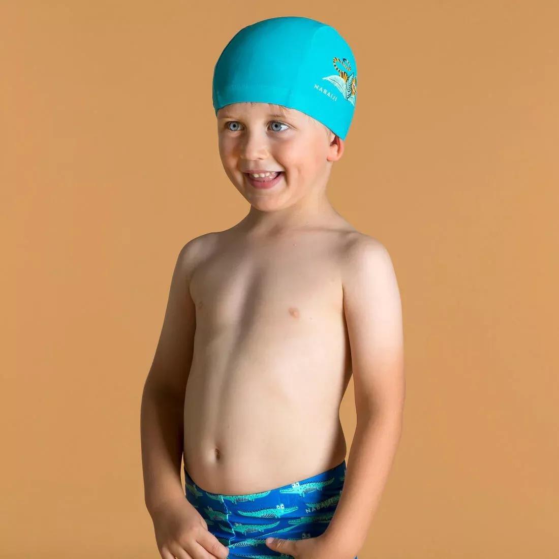 Kids Boys Mesh Swim Cap Panda Print, Blue, No Color, large image number 1