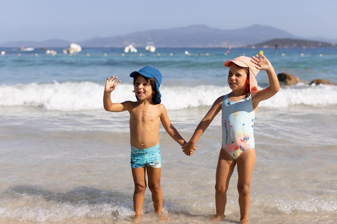 Kids Girls 1-Piece Swimsuit - Flower Print, Green, , large image number 8