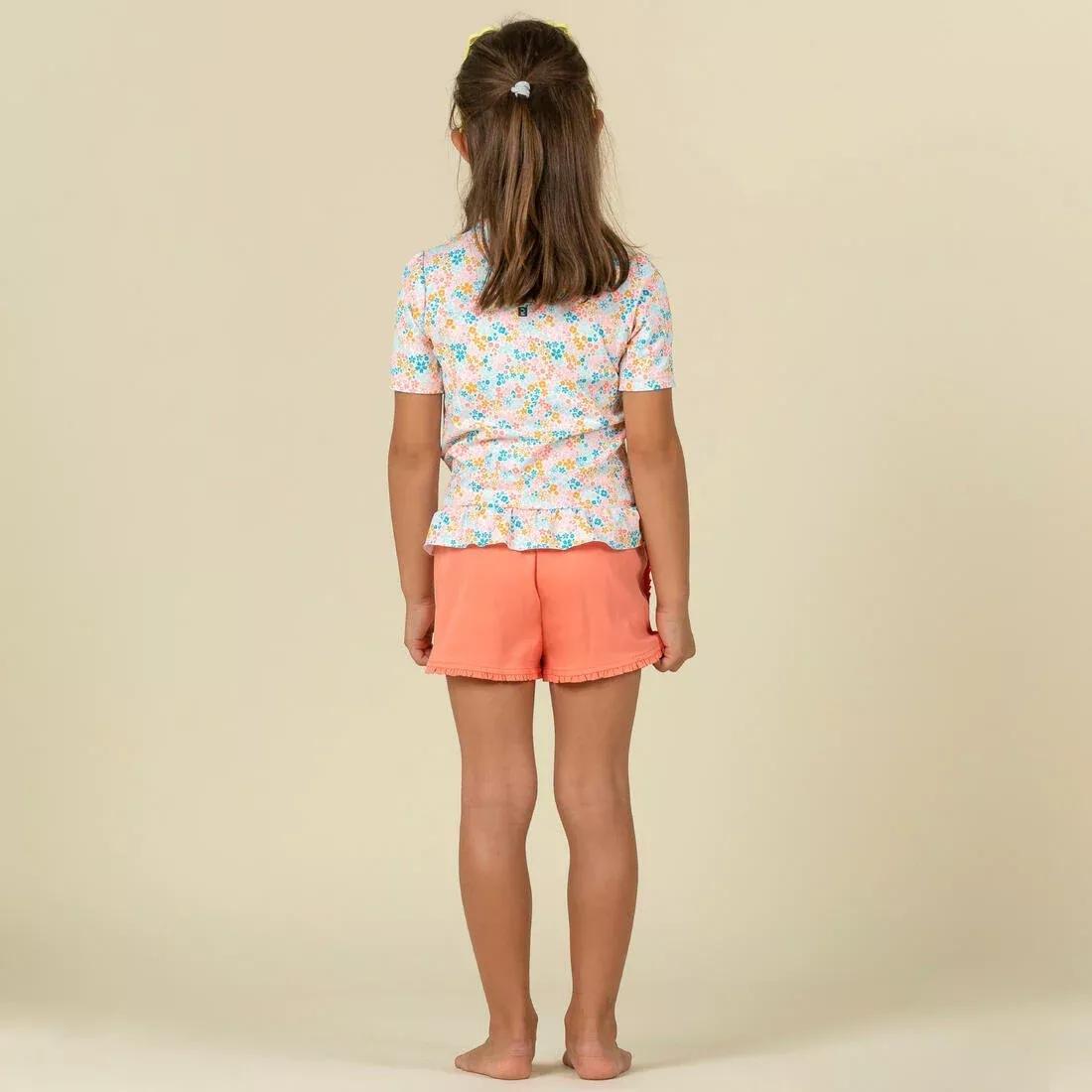 Kids Short-Sleeved Anti-Uv T-Shirt - With Flower Print, White, No Color, large image number 2