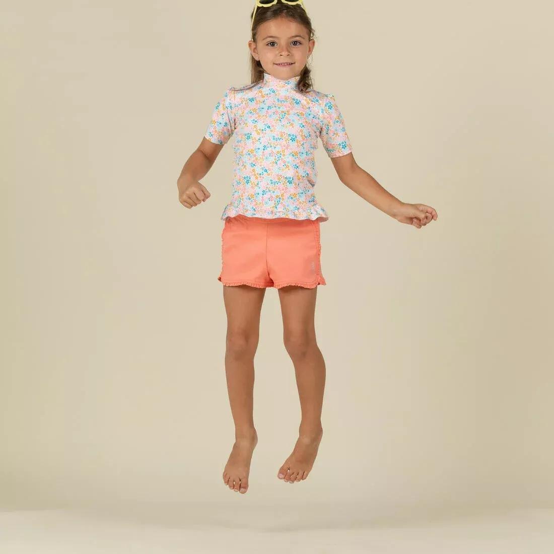 Kids Short-Sleeved Anti-Uv T-Shirt - With Flower Print, White, No Color, large image number 3