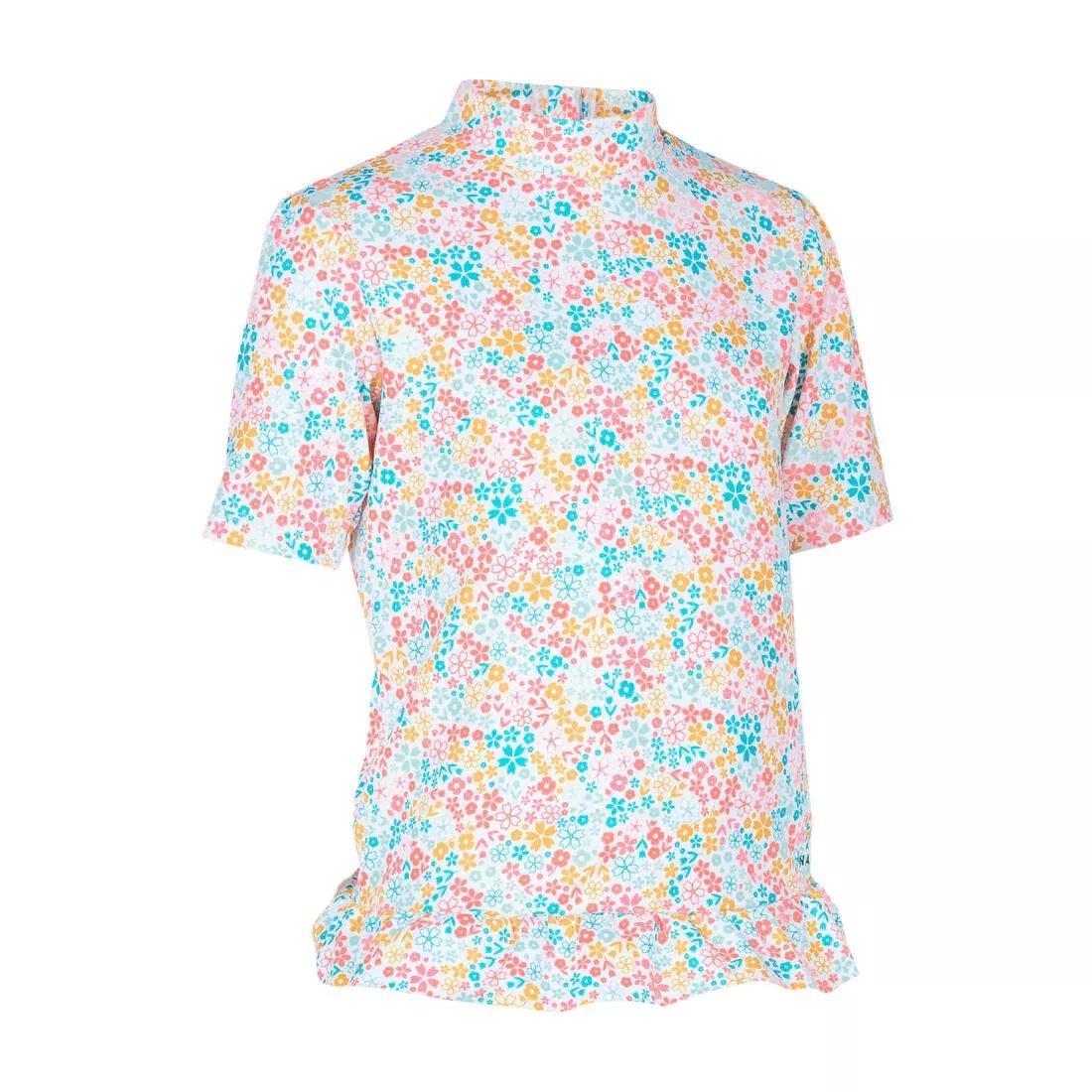Kids Short-Sleeved Anti-Uv T-Shirt - With Flower Print, White, No Color, large image number 4