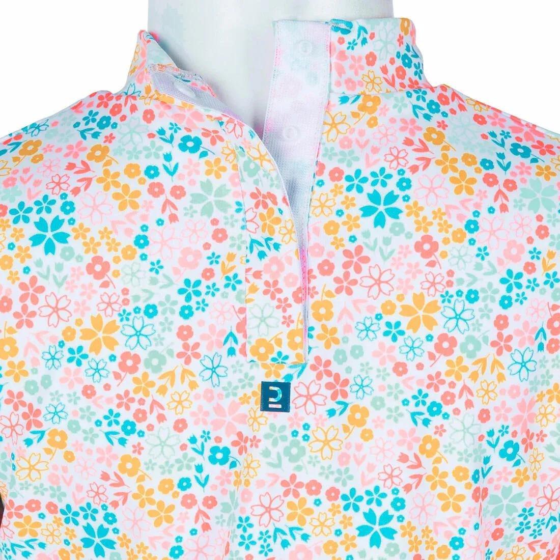 Kids Short-Sleeved Anti-Uv T-Shirt - With Flower Print, White, No Color, large image number 5