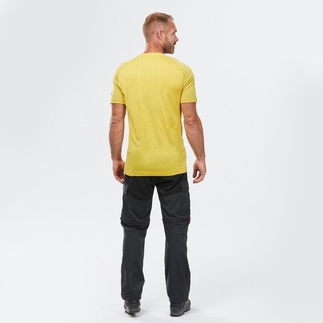 HONEY YELLOW Men's Short-sleeved Merino Wool Trekking T-shirt  - MT500, No Color, large image number 5