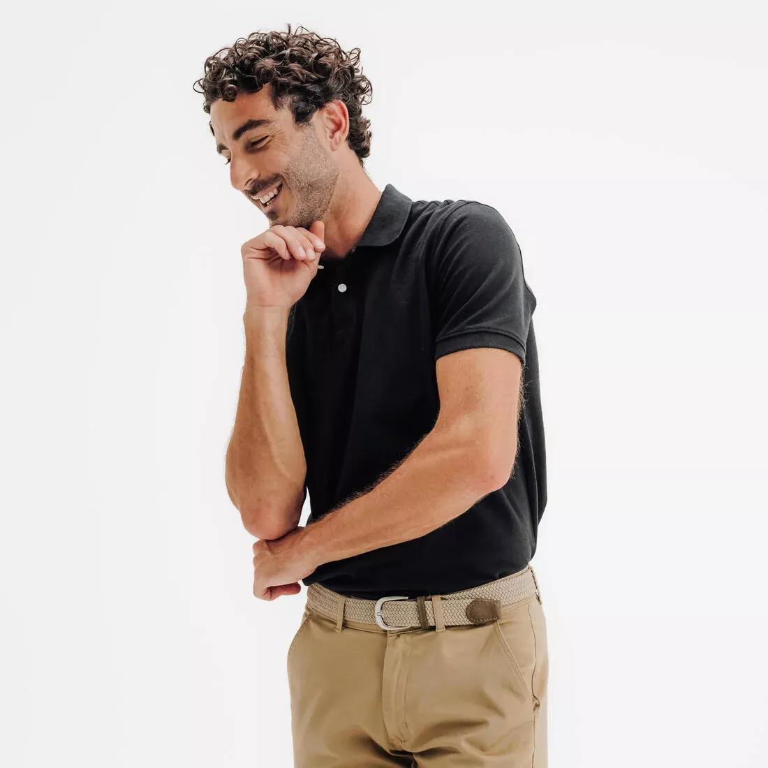 Men Golf Cotton And Polyester Short-Sleeved Polo Shirt - MW500, Black, No Color, large image number 3