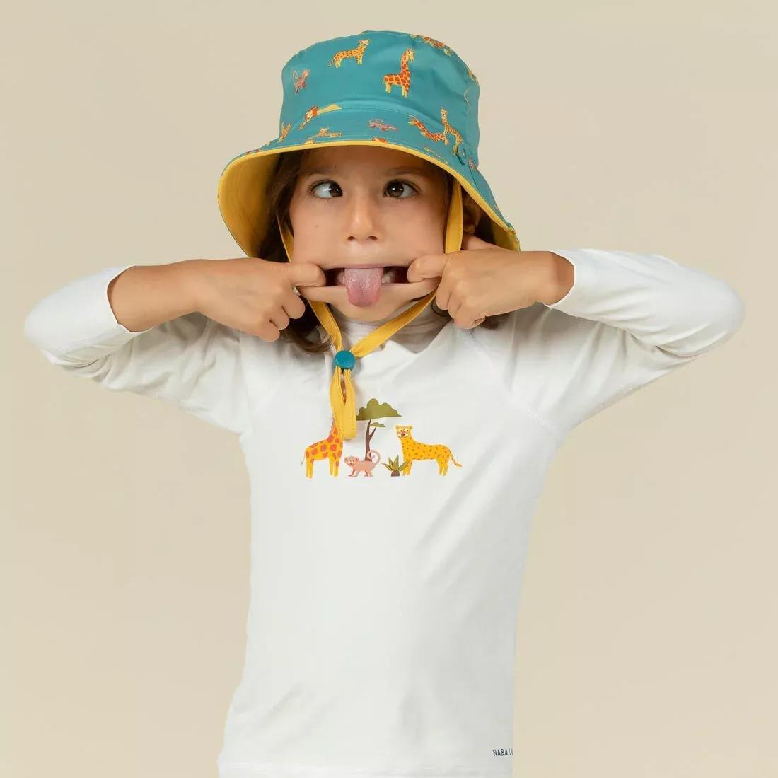 Kids Boys Reversible Anti-Uv Hat, Blue, No Color, large image number 2