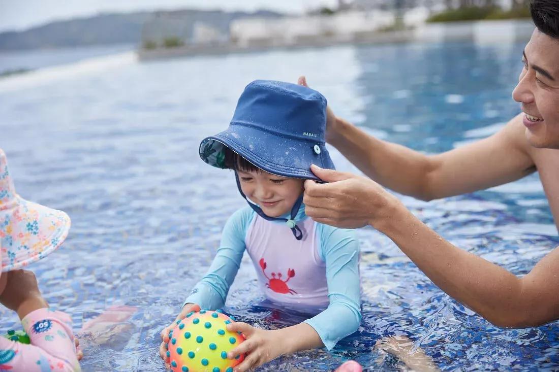 Kids Boys Reversible Anti-Uv Hat, Blue, No Color, large image number 14