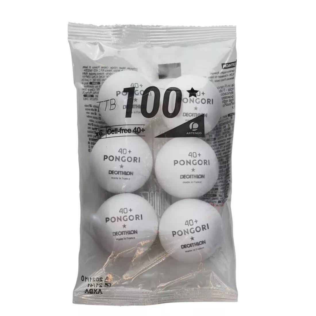 PONGORI - Table Tennis Balls - Ttb 100 1*40 - Set Of 6, White