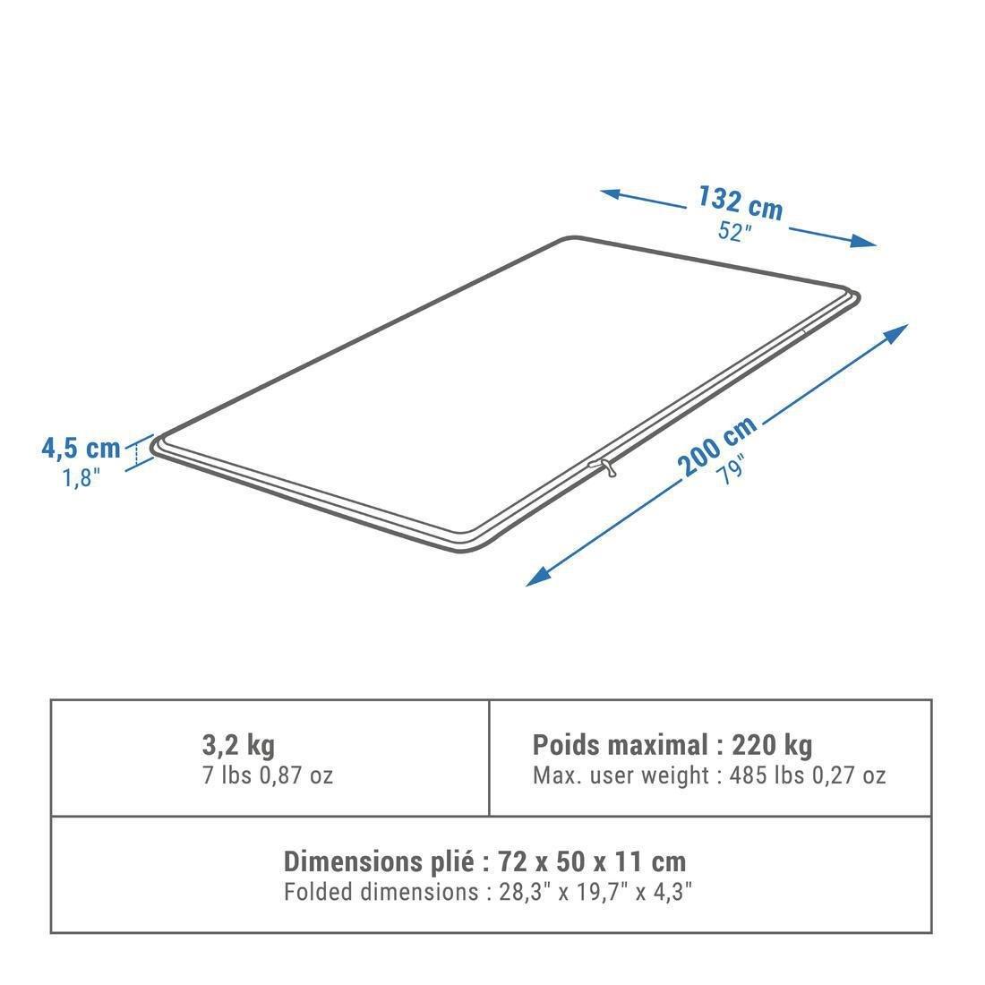 Self-Inflating Camping Mattress - Comfort 132 Cm - Set Of 2, Blue, No Color, medium