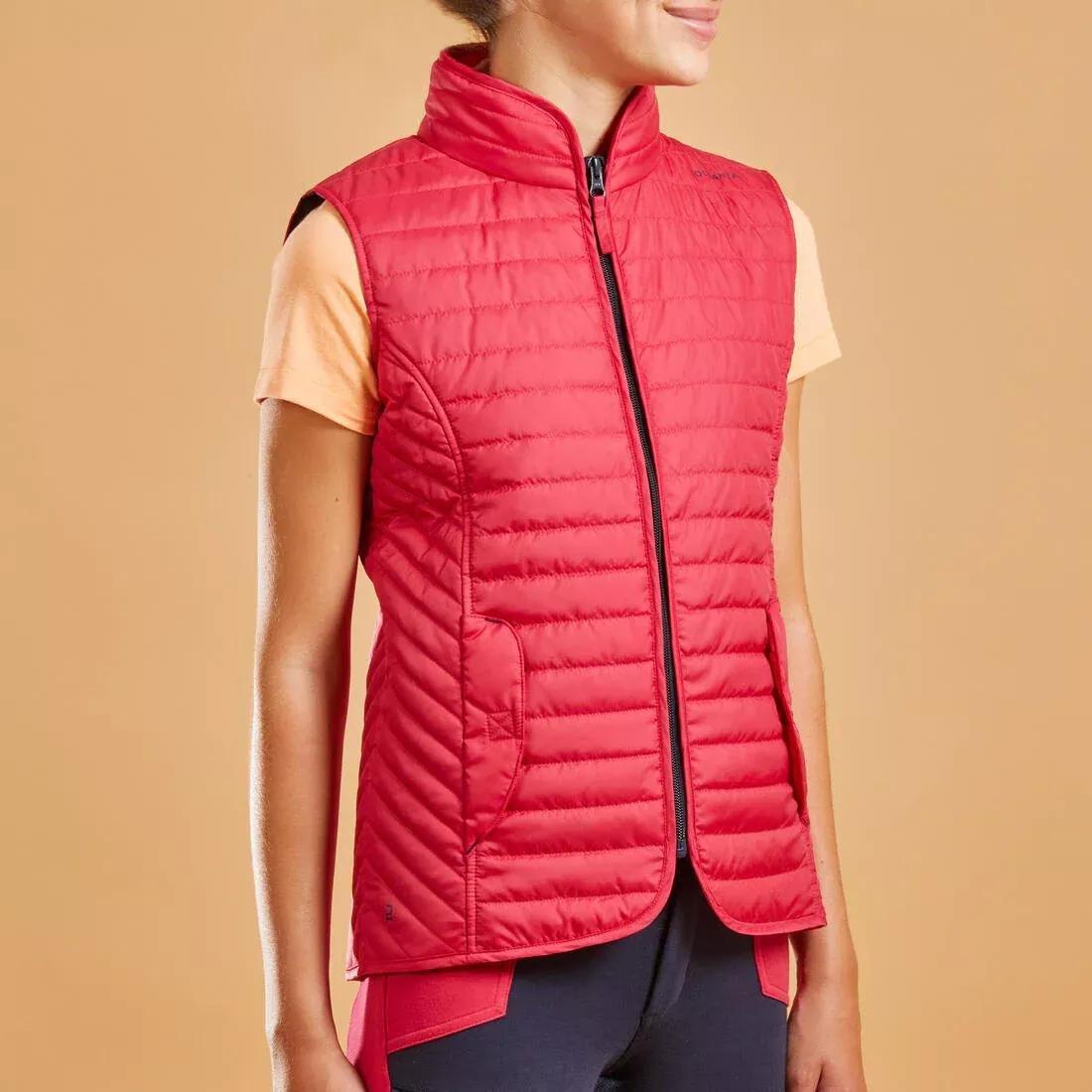 Kids Girls Sleeveless Horse Riding Padded Jacket 100, Pink, , large image number 0