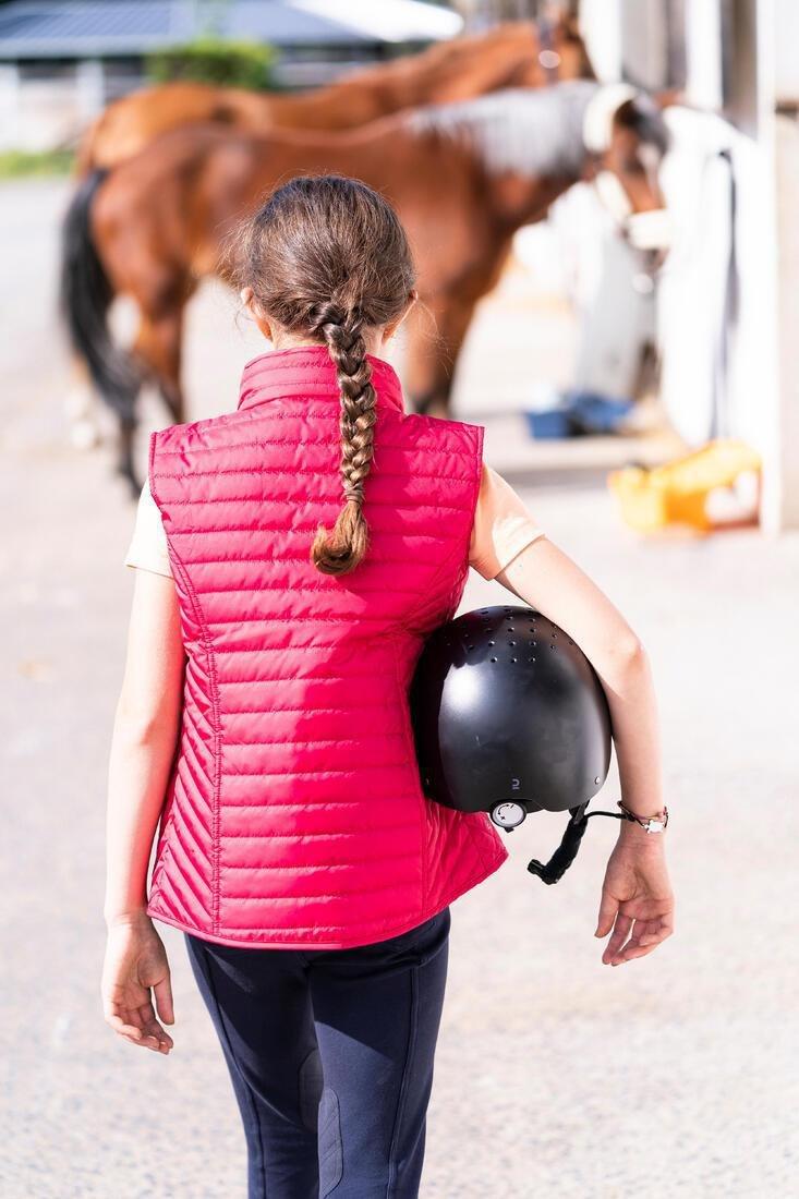 Kids Girls Sleeveless Horse Riding Padded Jacket 100, Pink, , large image number 5
