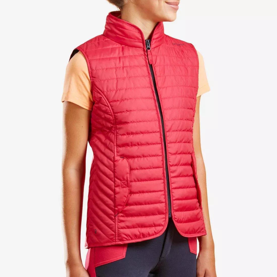 Kids Girls Sleeveless Horse Riding Padded Jacket 100, Pink, , large image number 6