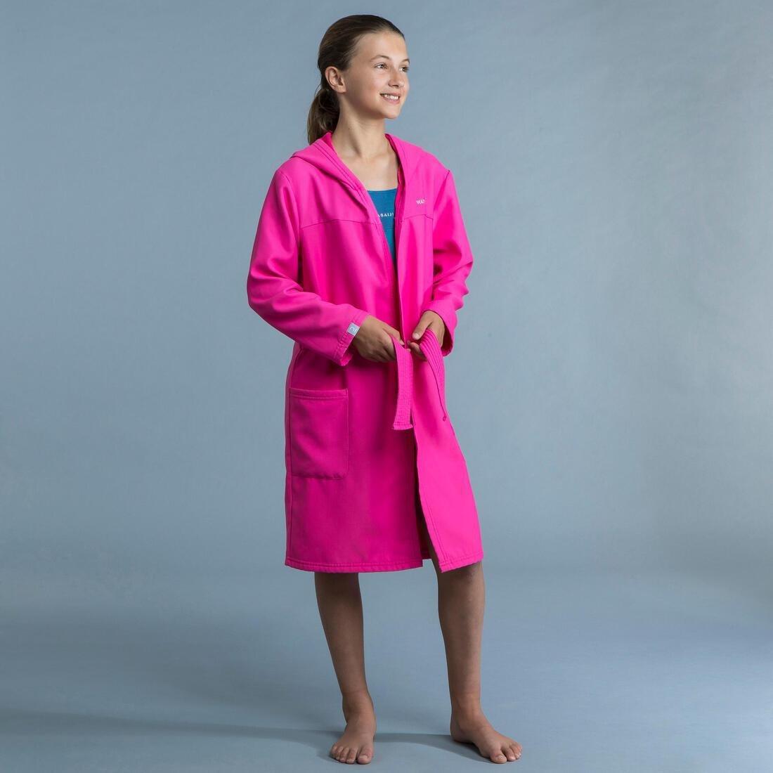 Kids Girls Compact Pool Bathrobe, Pink, No Color, large image number 1