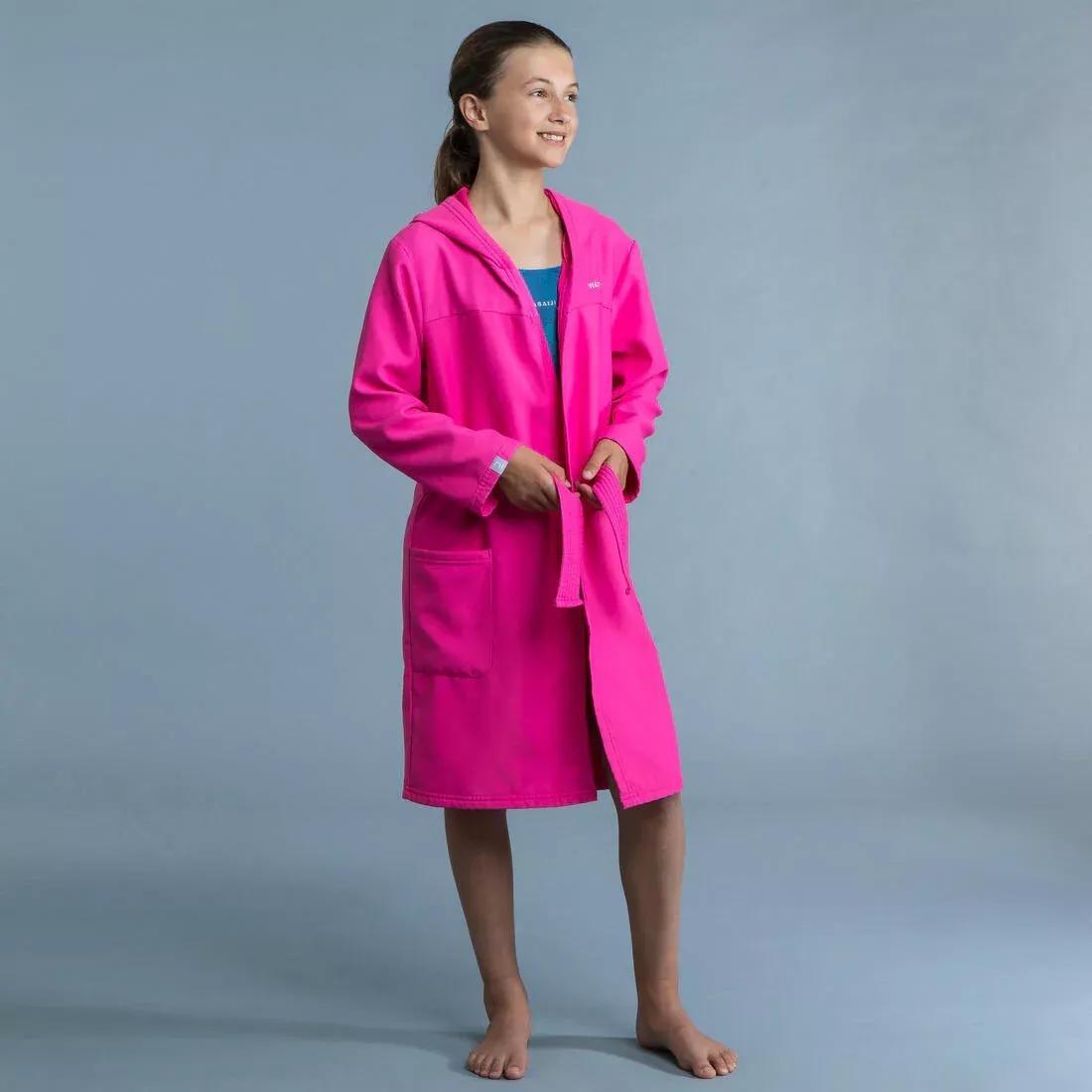 Kids Girls Compact Pool Bathrobe, Pink, No Color, large image number 2