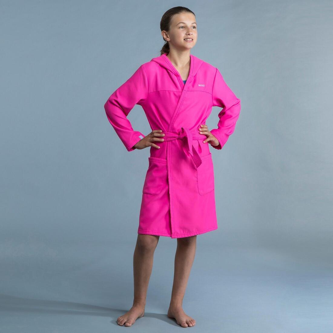 Kids Girls Compact Pool Bathrobe, Pink, No Color, large image number 4
