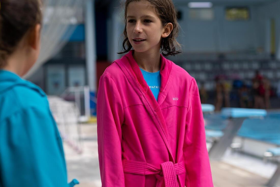 Kids Girls Compact Pool Bathrobe, Pink, No Color, large image number 12