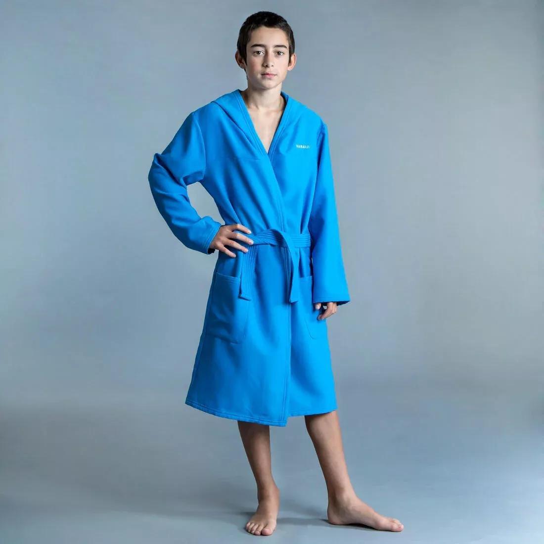 Kids Boys Compact Pool Bathrobe, Blue, , large image number 1