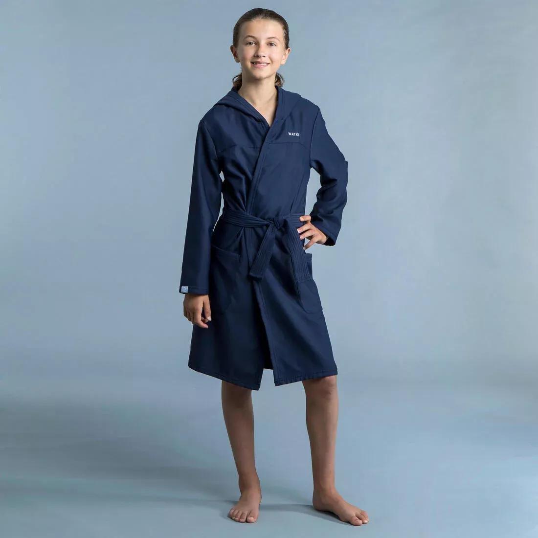 Kids Boys Compact Pool Bathrobe, Blue, No Color, medium