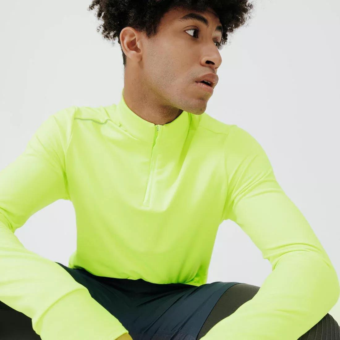 KALENJI--LS TS WARM DAY VISIBI LITY FLUO YELLOW, , large image number 0