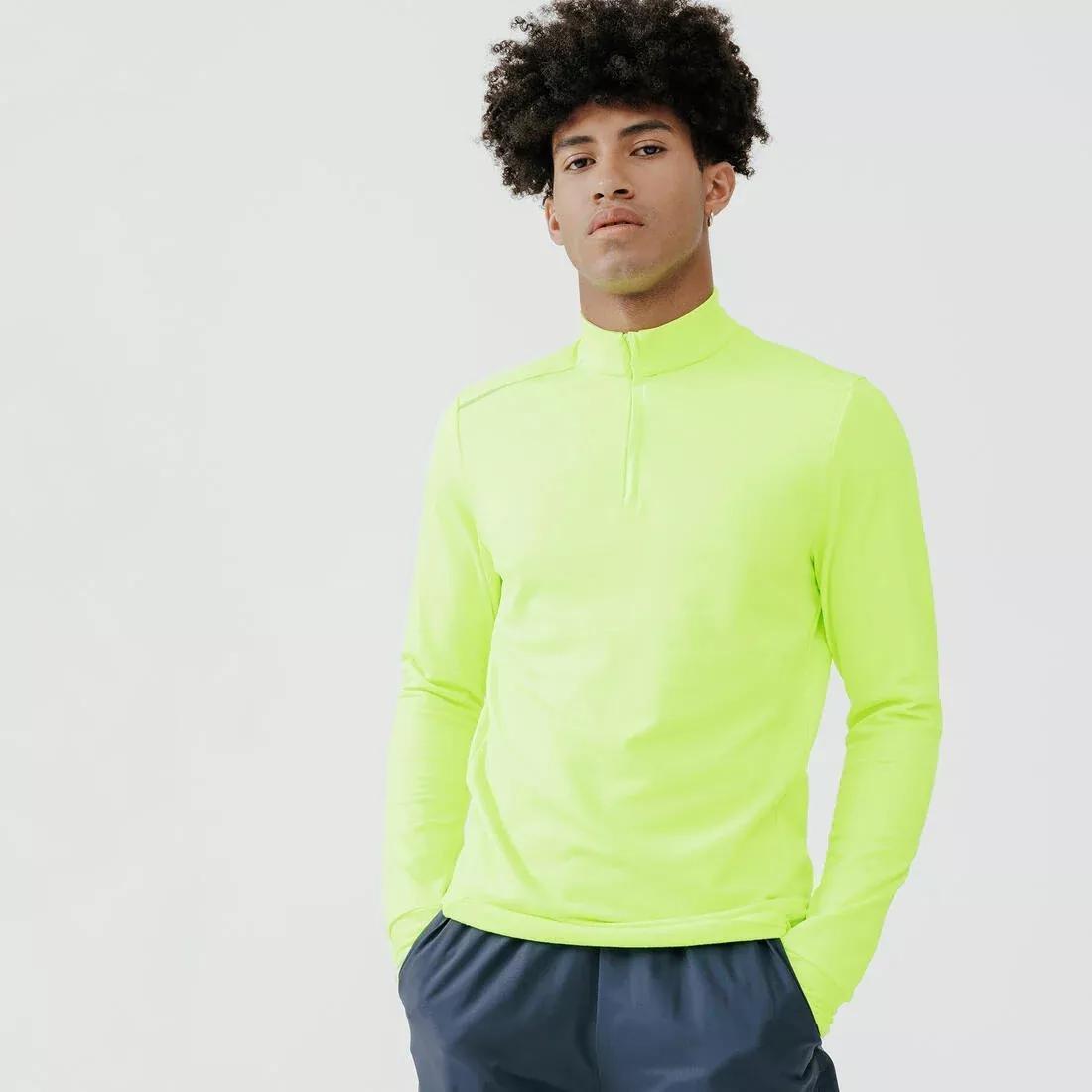 KALENJI--LS TS WARM DAY VISIBI LITY FLUO YELLOW, , large image number 1