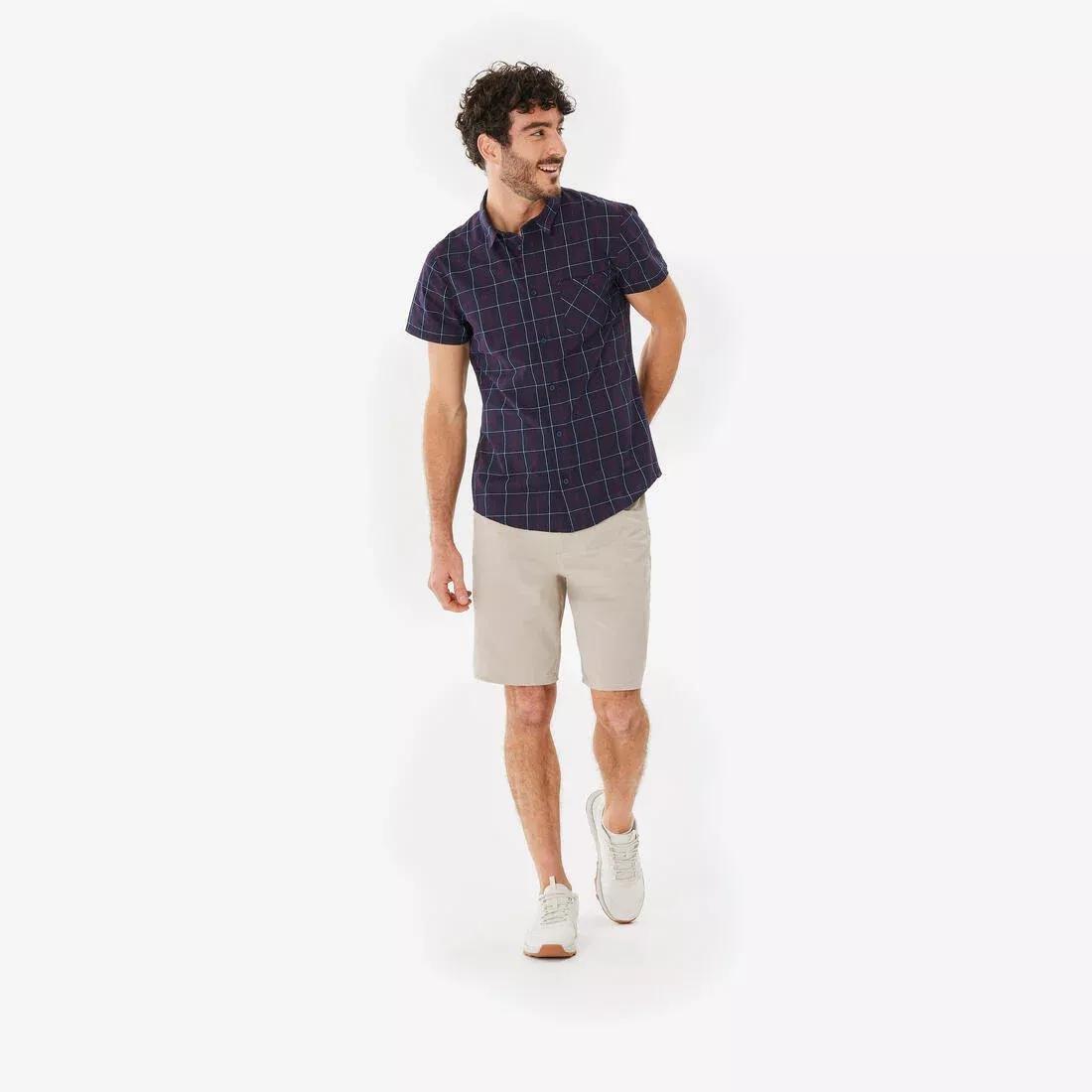 Men Short Sleeved Hiking Shirt, NH100, Blue, No Color, large image number 3