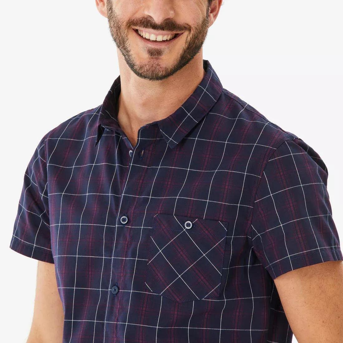 Men Short Sleeved Hiking Shirt, NH100, Blue, No Color, large image number 6