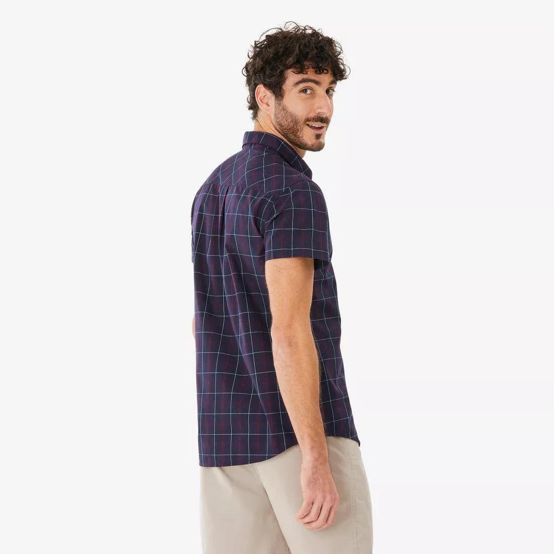 Men Short Sleeved Hiking Shirt, NH100, Blue, No Color, large image number 9