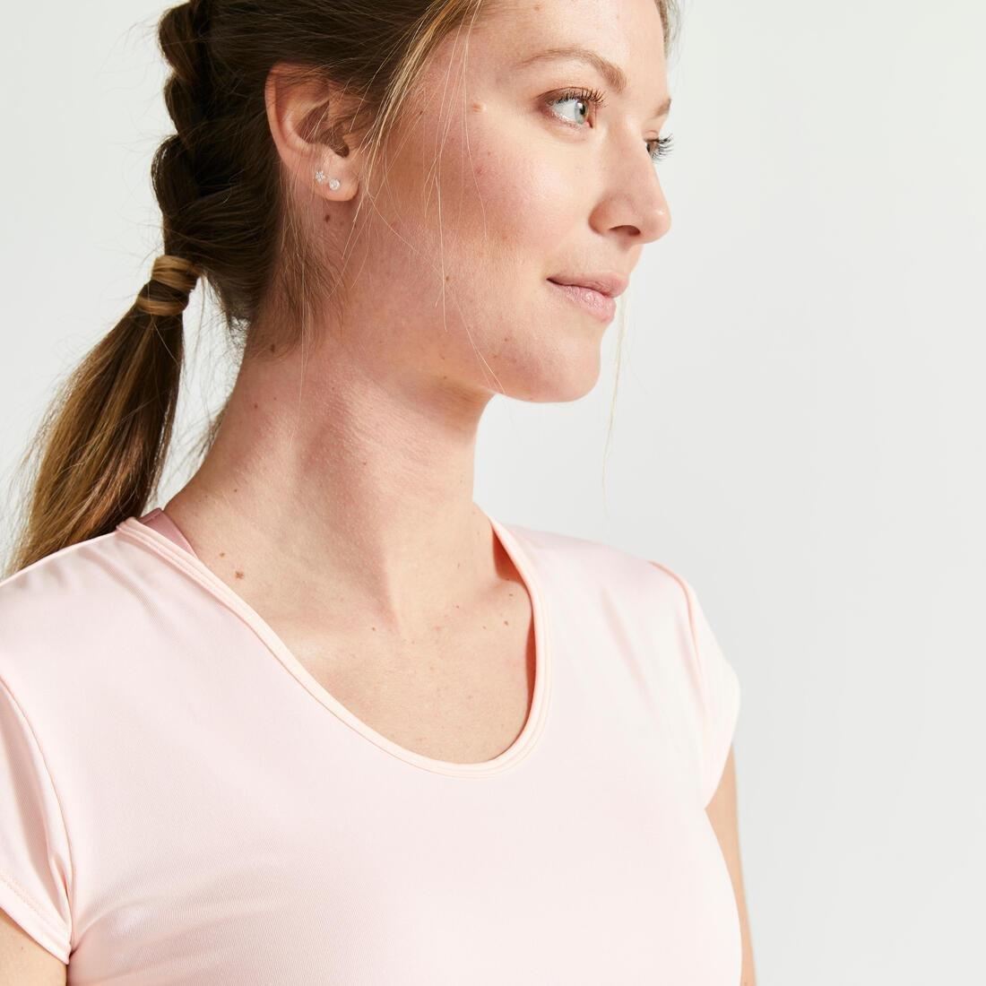 Women Slim Fitness Cardio V-Neck T-Shirt, Pink, No Color, large image number 3