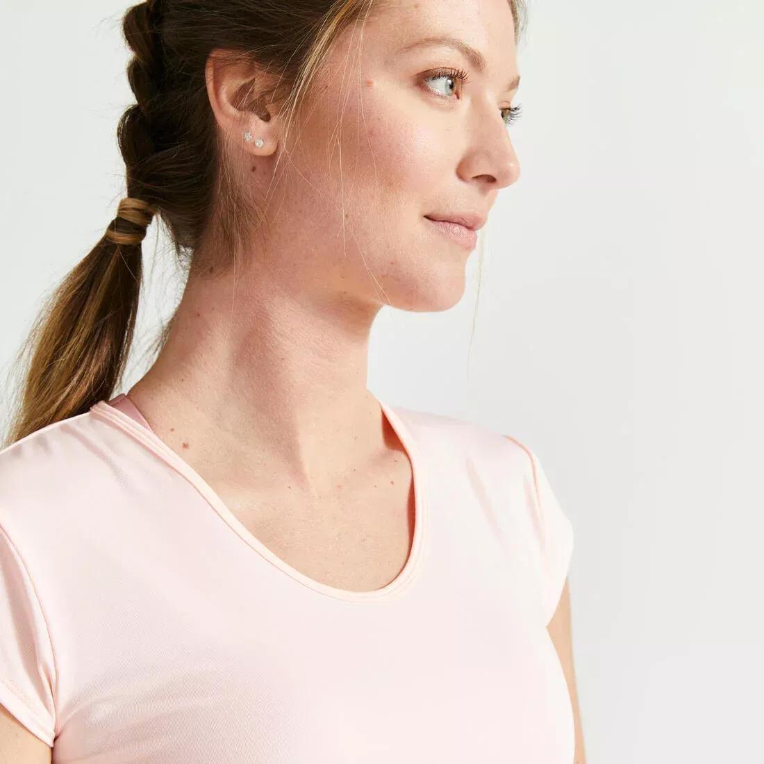 Women Slim Fitness Cardio V-Neck T-Shirt, Pink, No Color, large image number 5