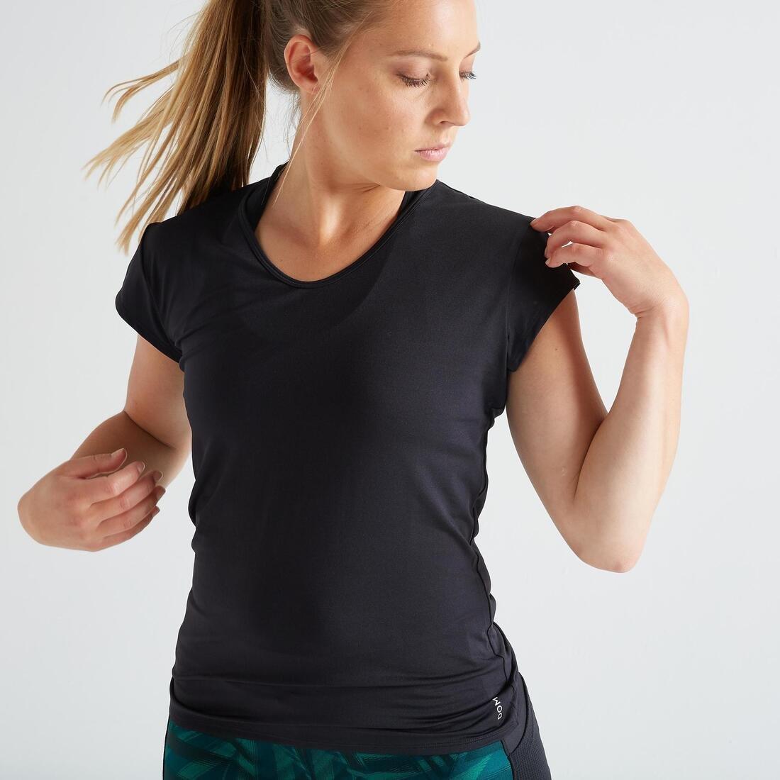 Women Slim Fitness Cardio V-Neck T-Shirt, Pink, No Color, large image number 9