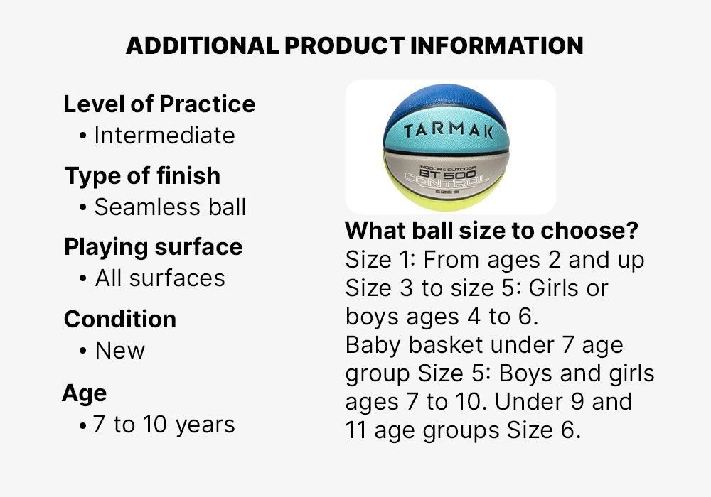 Basketball Orangegreat Ball Feel - BT500 Size 5, Multicolour, No Color, medium