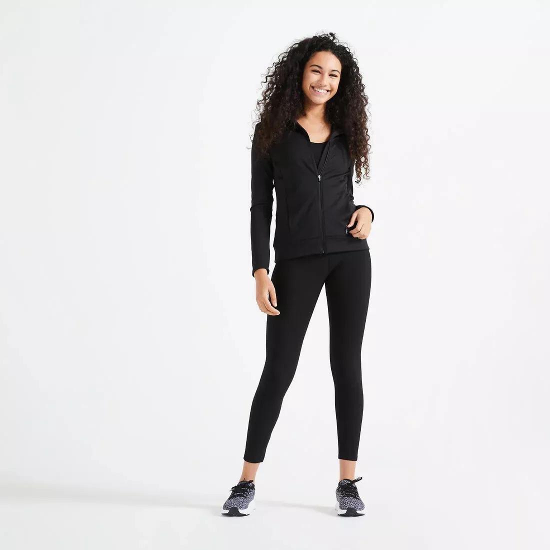 DOMYOS - Women Straight-Cut Fitness Jacket, Black