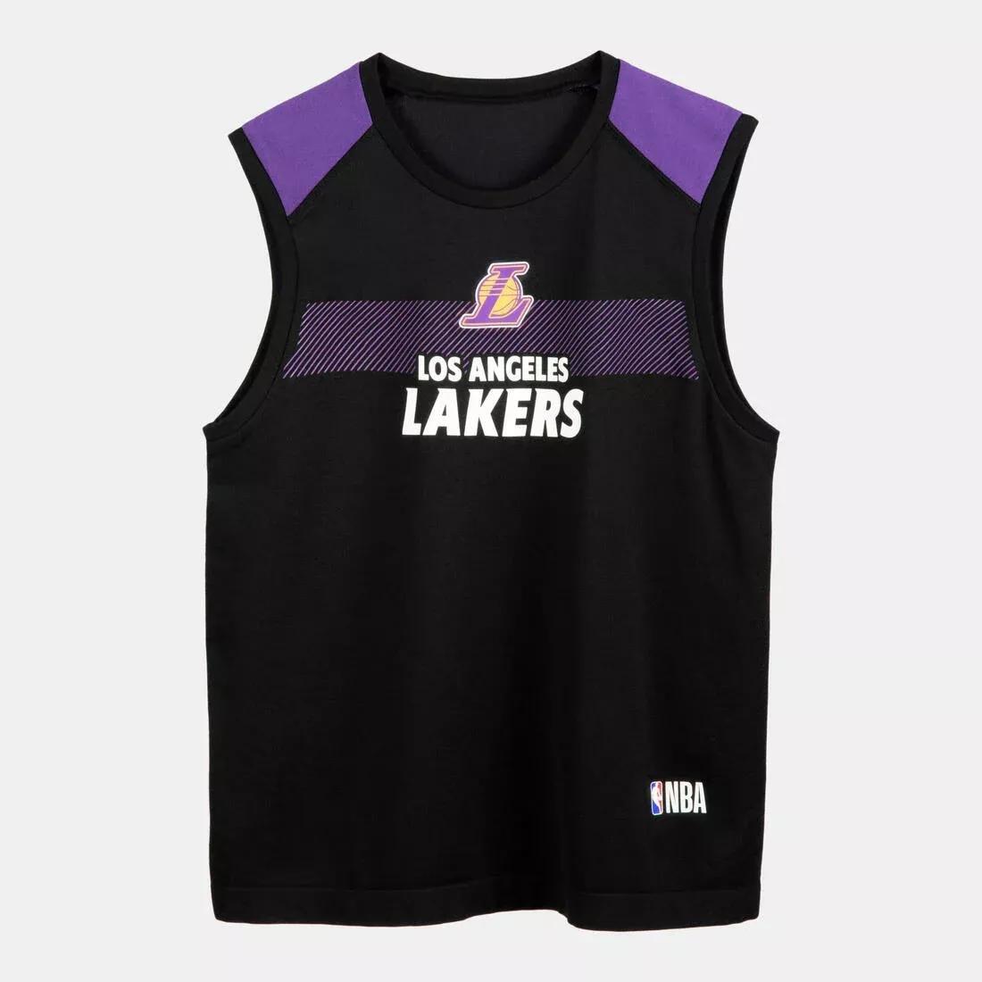 Kids Unisex Sleeveless Basketball Base Layer Jersey - UT500 - NBA Los Angeles Lakers, Black, No Color, large image number 9