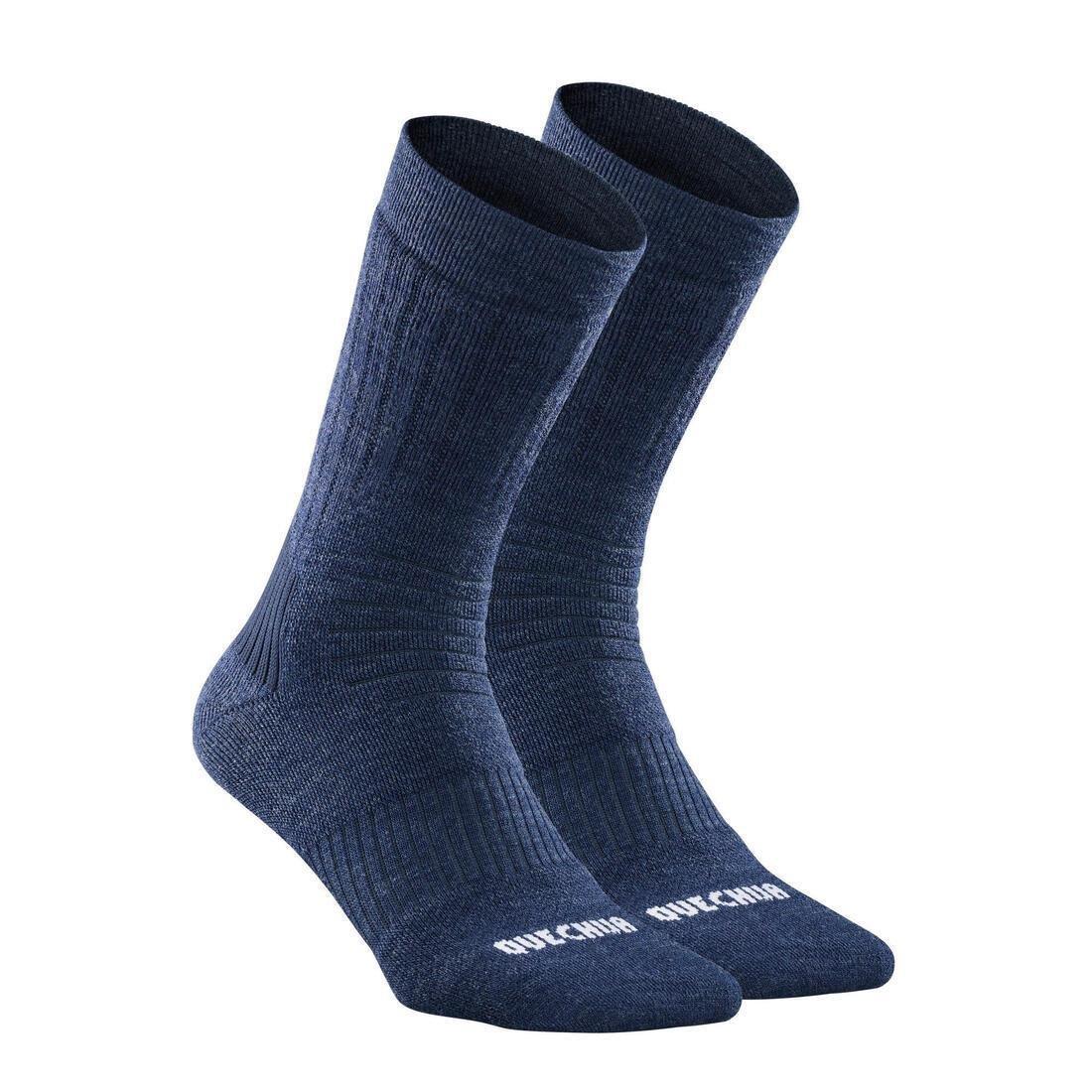 Warm Hiking Socks - Sh100 Mid - Set Of 2, Blue, , large image number 1
